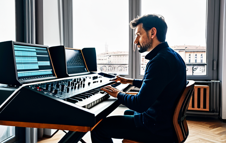 **

"A professional sound artist, fully clothed in a chic Italian designer outfit, working in a modern sound studio in Milan. The studio is filled with synthesizers, mixing boards, and acoustic panels. Bright natural light filters through a large window overlooking the city. The artist is focused on a complex soundscape displayed on a computer screen. Safe for work, appropriate content, professional, perfect anatomy, natural pose, well-formed hands, proper finger count, high quality."

**